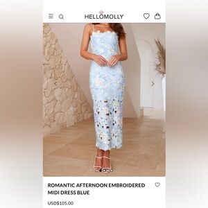 Hello Molly romantic afternoon embroidered blue dress